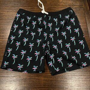 Chubbies Kids Swim Trunks - Black with Pink and Blue Palm Design